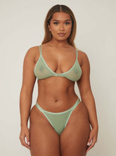 Indie Bralette & Brief Set : Basil Green